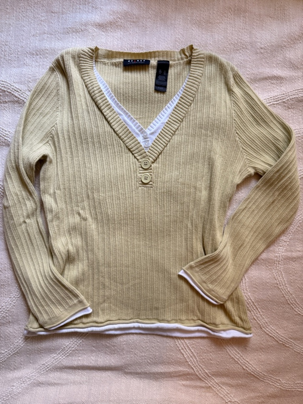 XL Layered V-Neck Long Sleeve Spring Green